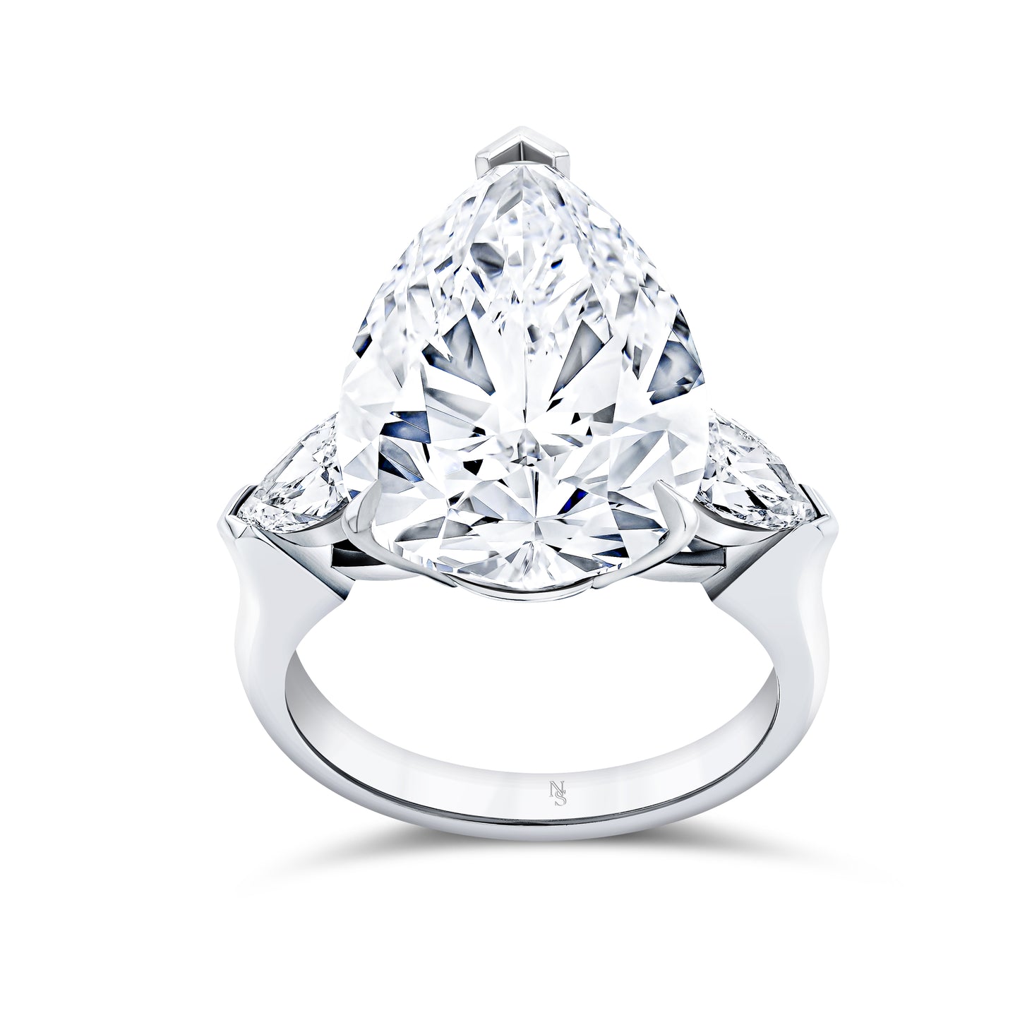 11.42 Carat Pear Diamond Three Stone Ring
