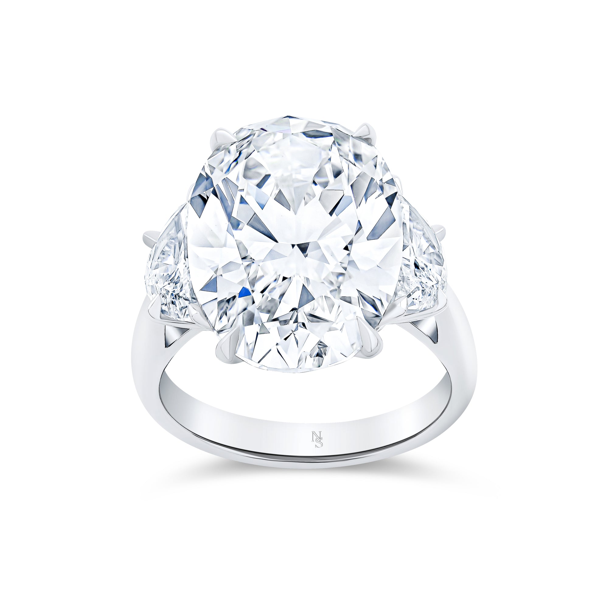Diamond ring with a large oval center stone
