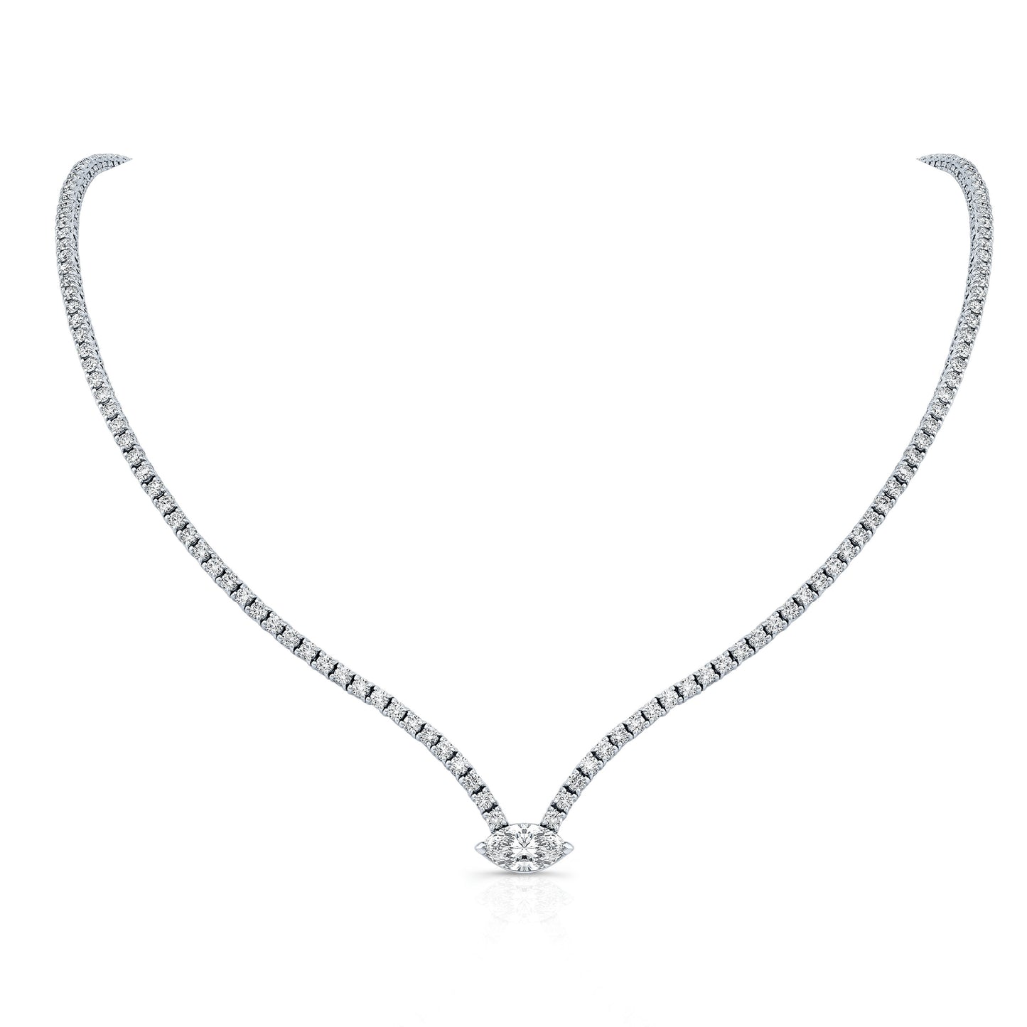 Diamond Necklace with Marquise Center Stone