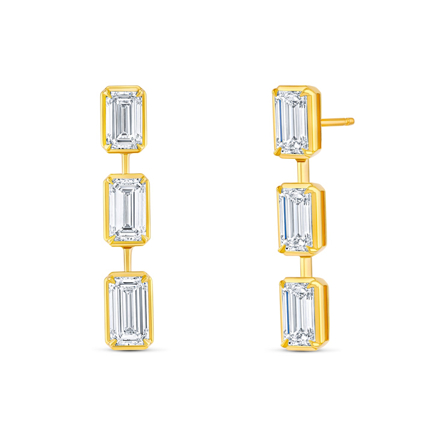 Triple Emerald Diamond Earring