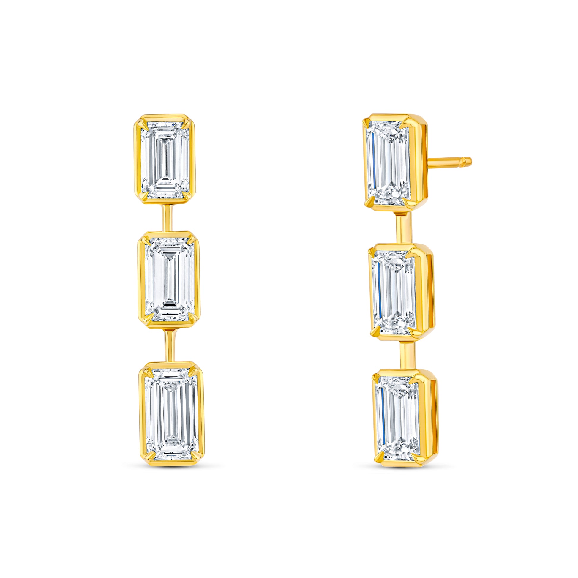 Triple Emerald Diamond Earring