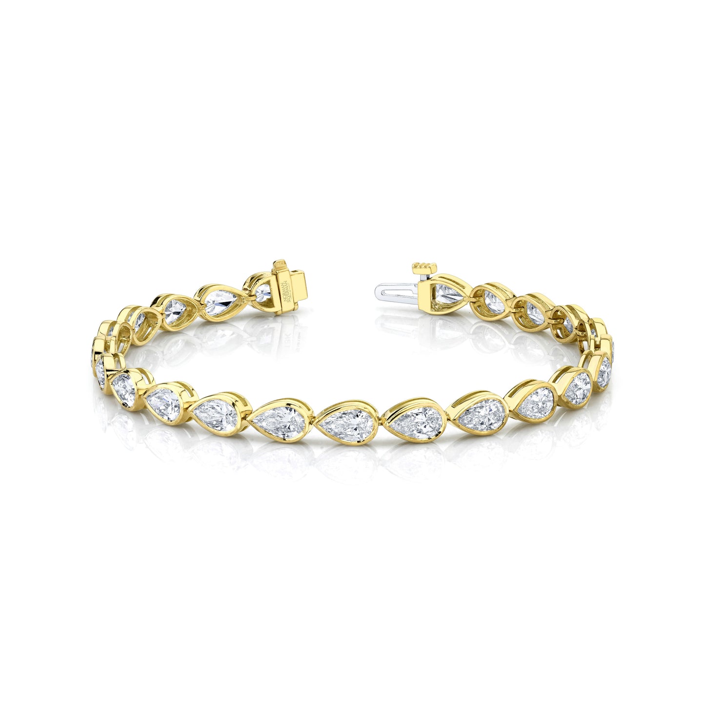 East West Pear Shape Bezel Set Tennis Bracelet