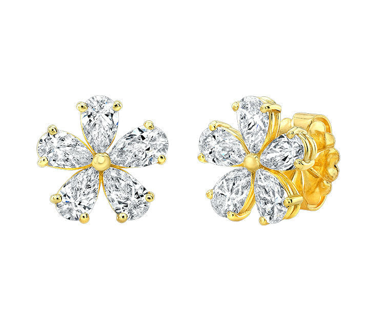 Diamond Floret Earrings in 18k Yellow Gold