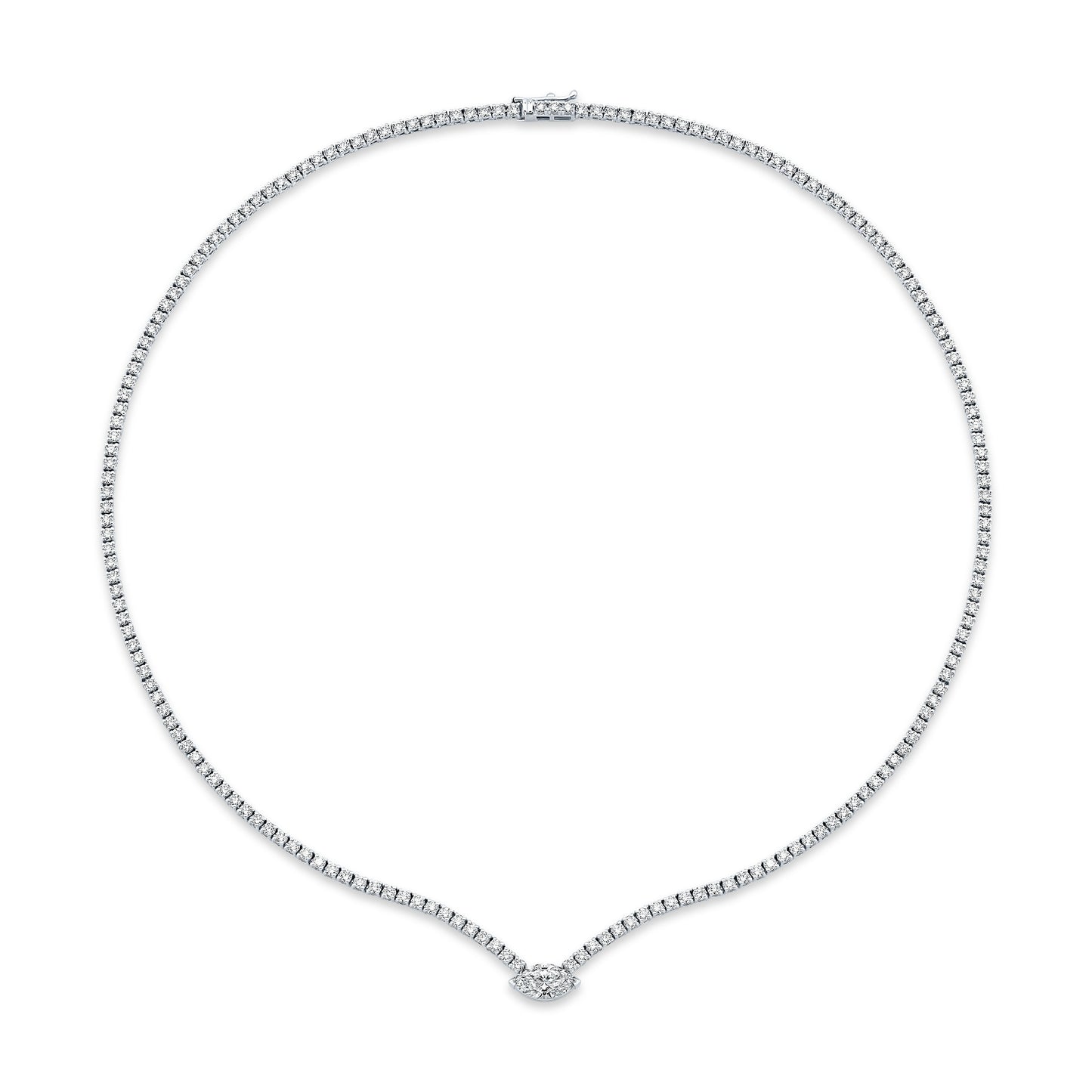 Diamond Necklace with Marquise Center Stone