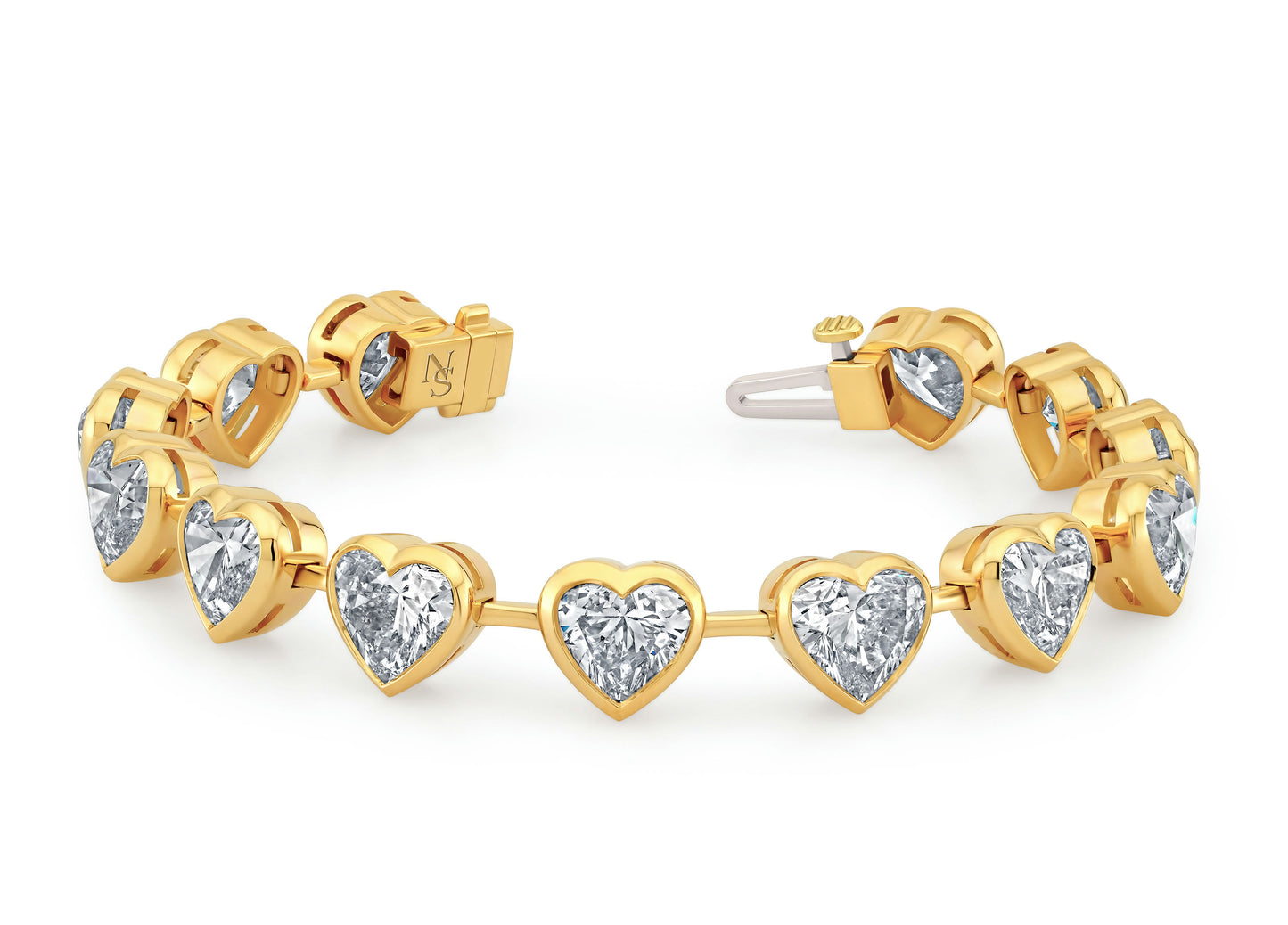 Heart Shape Diamond Bezel-set Bracelet