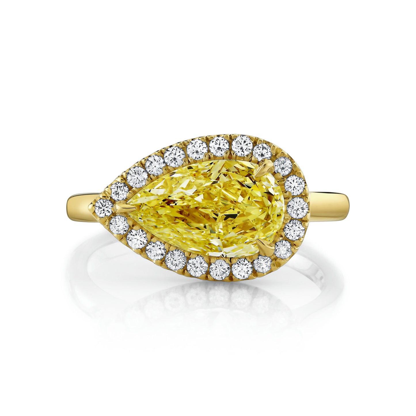 Yellow Pear Shape Diamond Halo Ring