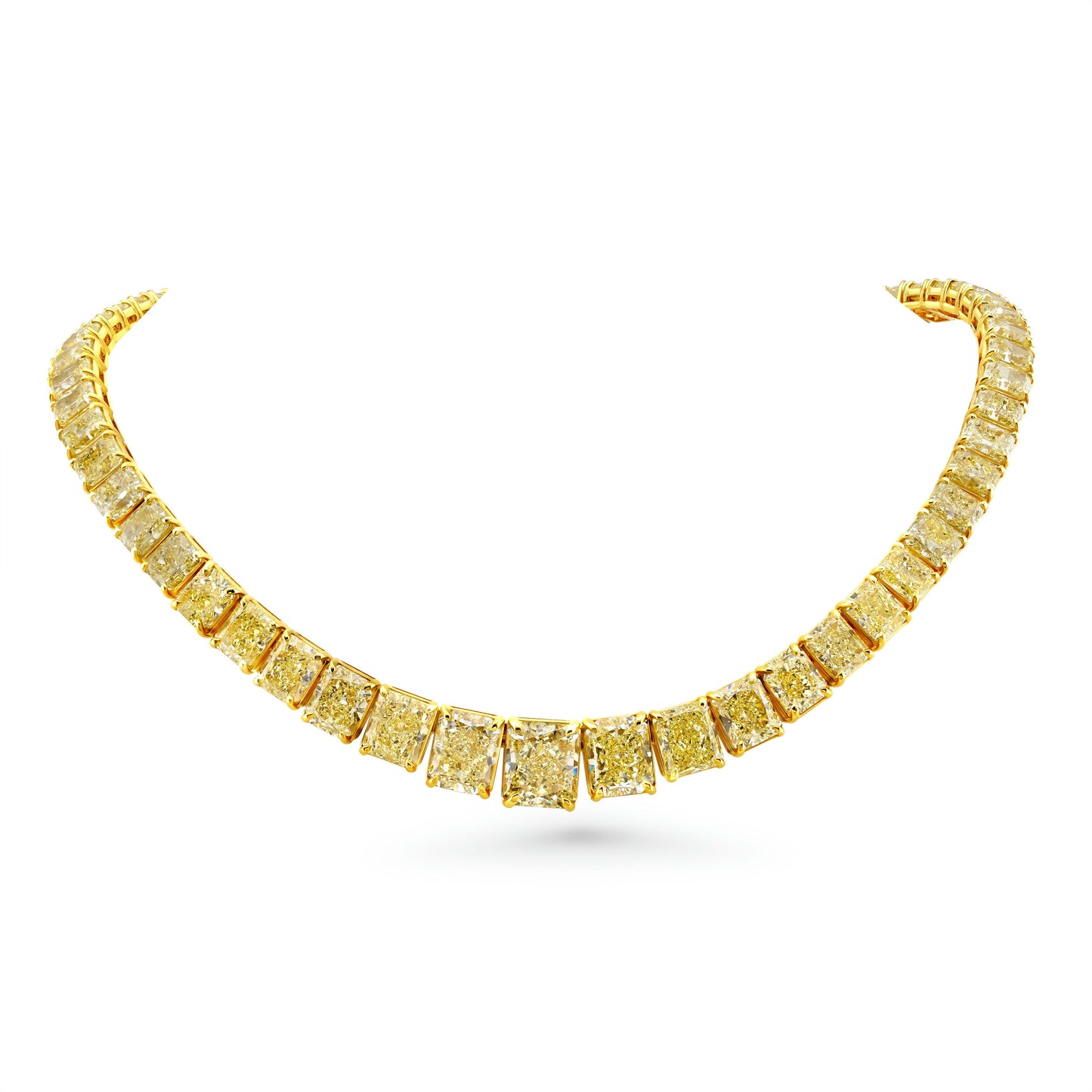 Graduated Fancy Yellow Radiant Cut Diamonds Necklace