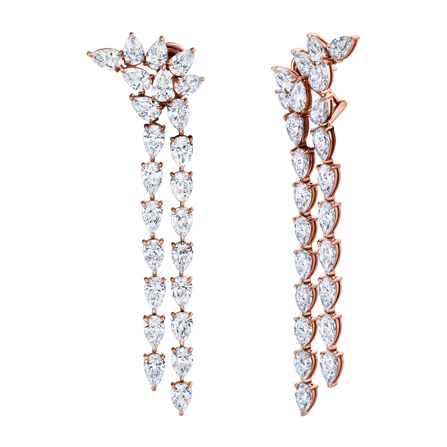 Long Drop Earrings with Pear Shape Diamonds