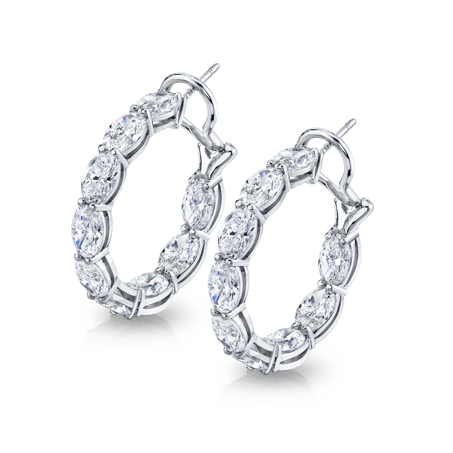 East-West Oval Diamond Hoop Earrings