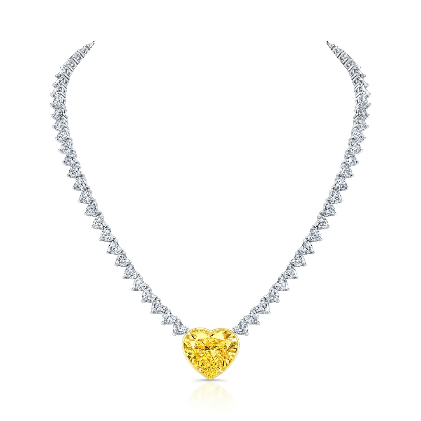 Heart Diamond Necklace with Fancy Yellow Center