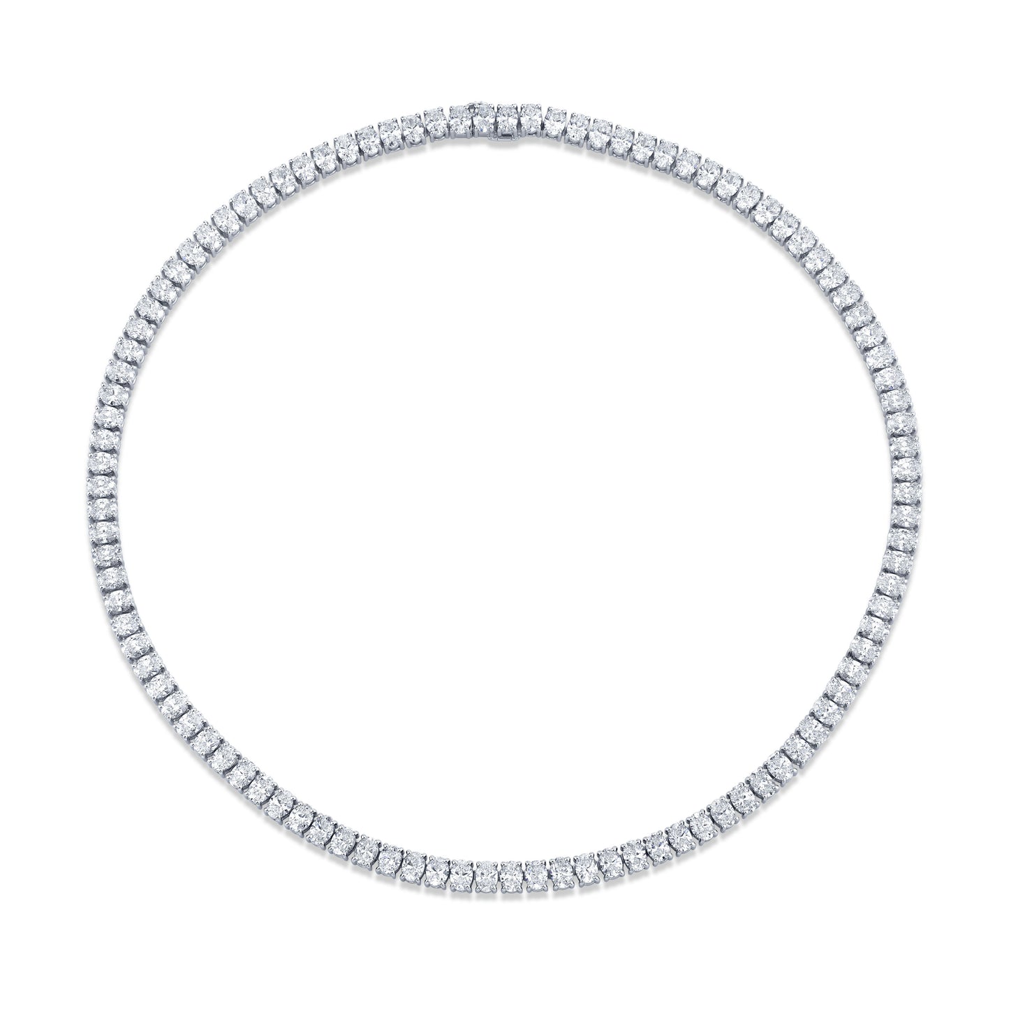 Straight Line Oval-cut Diamond Necklace