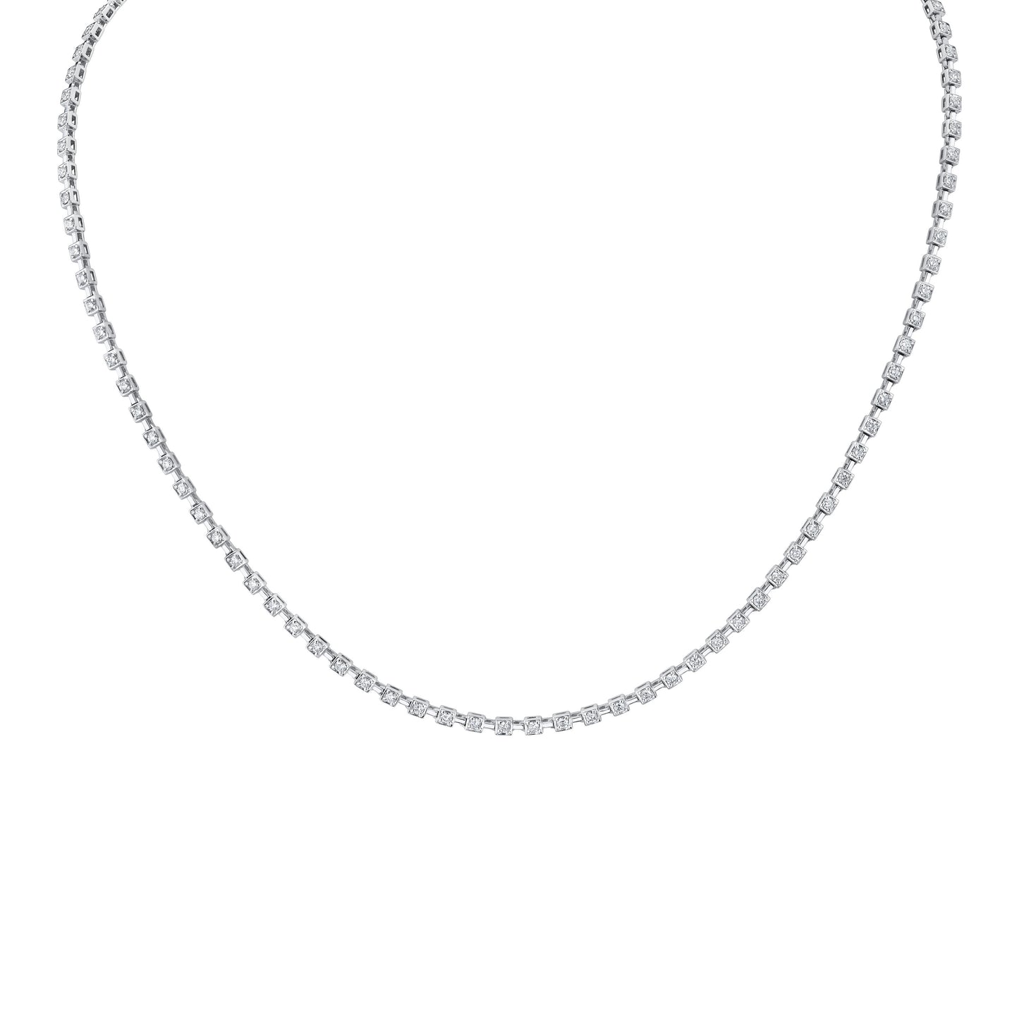 18k White Gold Bezet-set Diamond Necklace