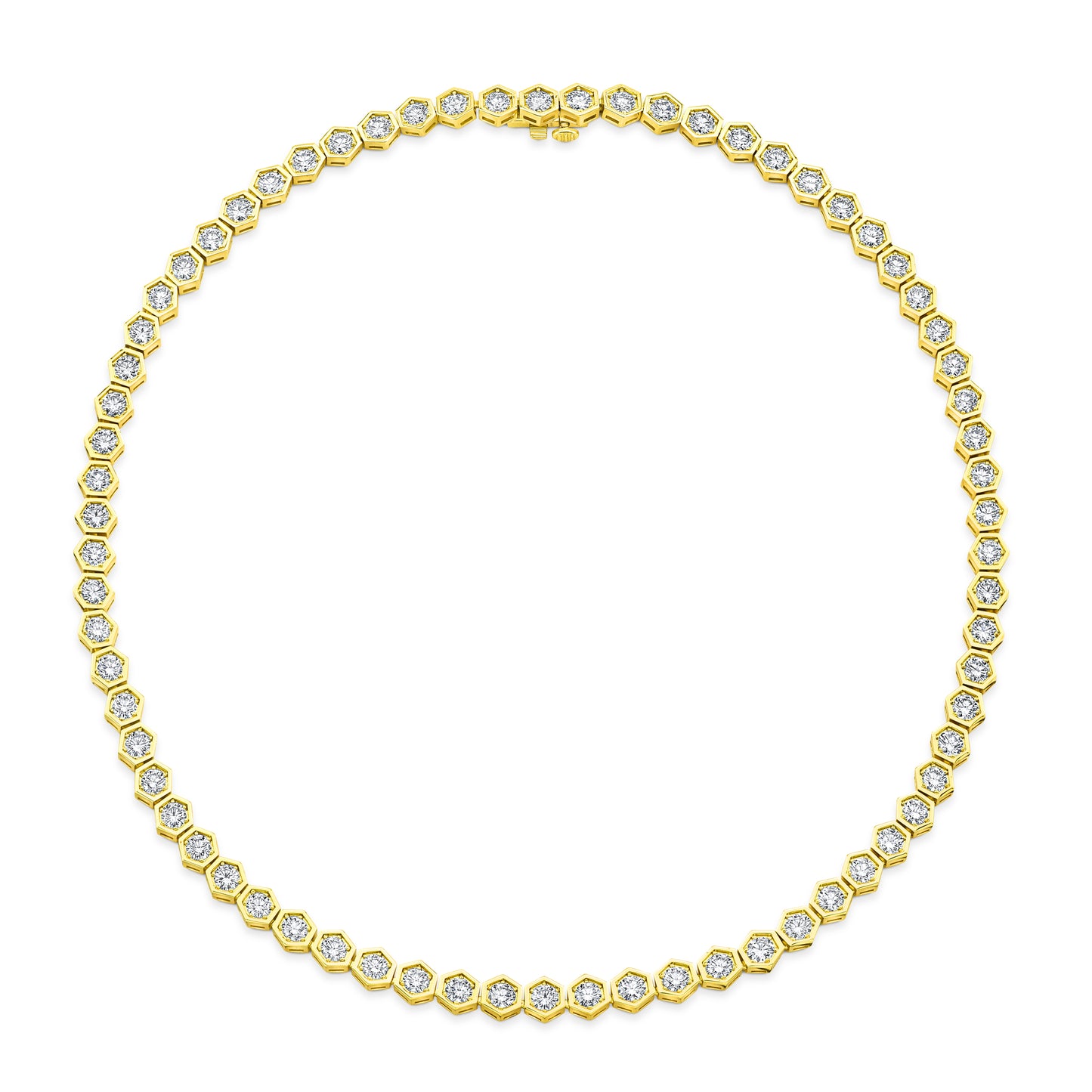 Hexagon Bezel Set Necklace with Round Diamonds