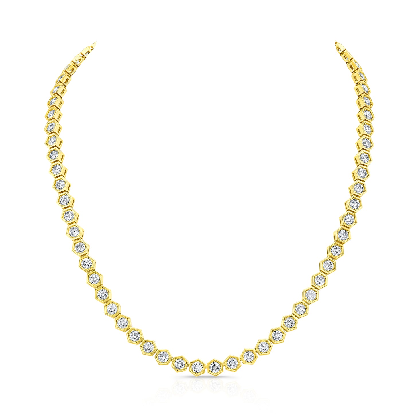 Hexagon Bezel Set Necklace with Round Diamonds