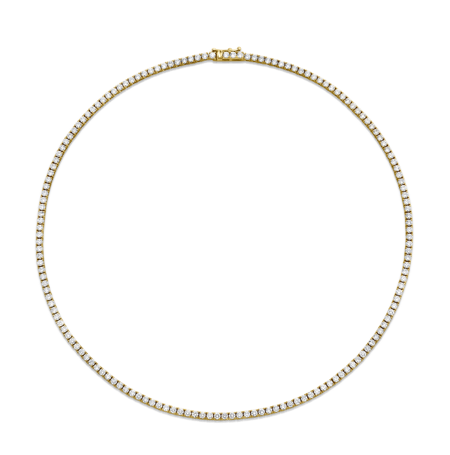 Straight Line Round Brilliant Cut Diamond Necklace in Yellow Gold