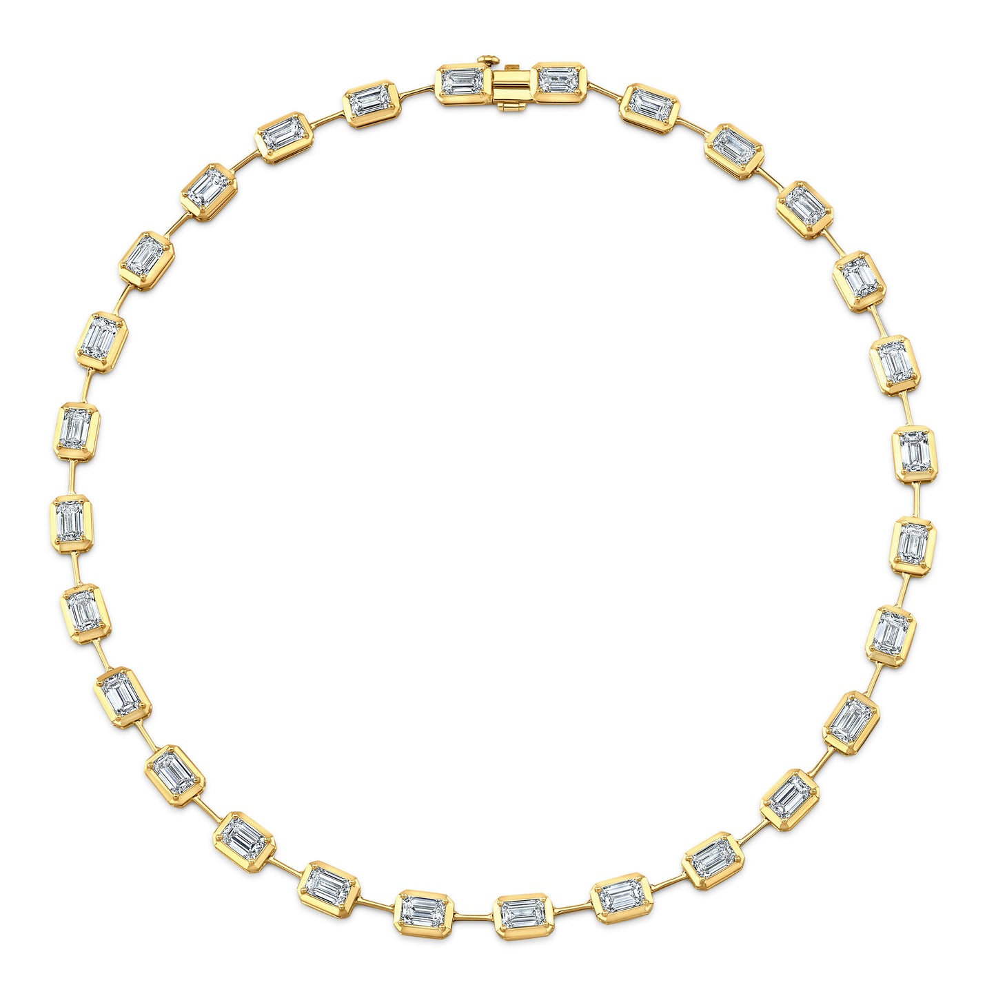 Bezel-set Emerald Cut Diamonds Necklace