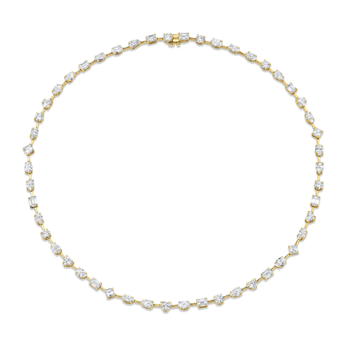 Fancy Shape Diamonds in 18k Yellow Gold Necklace