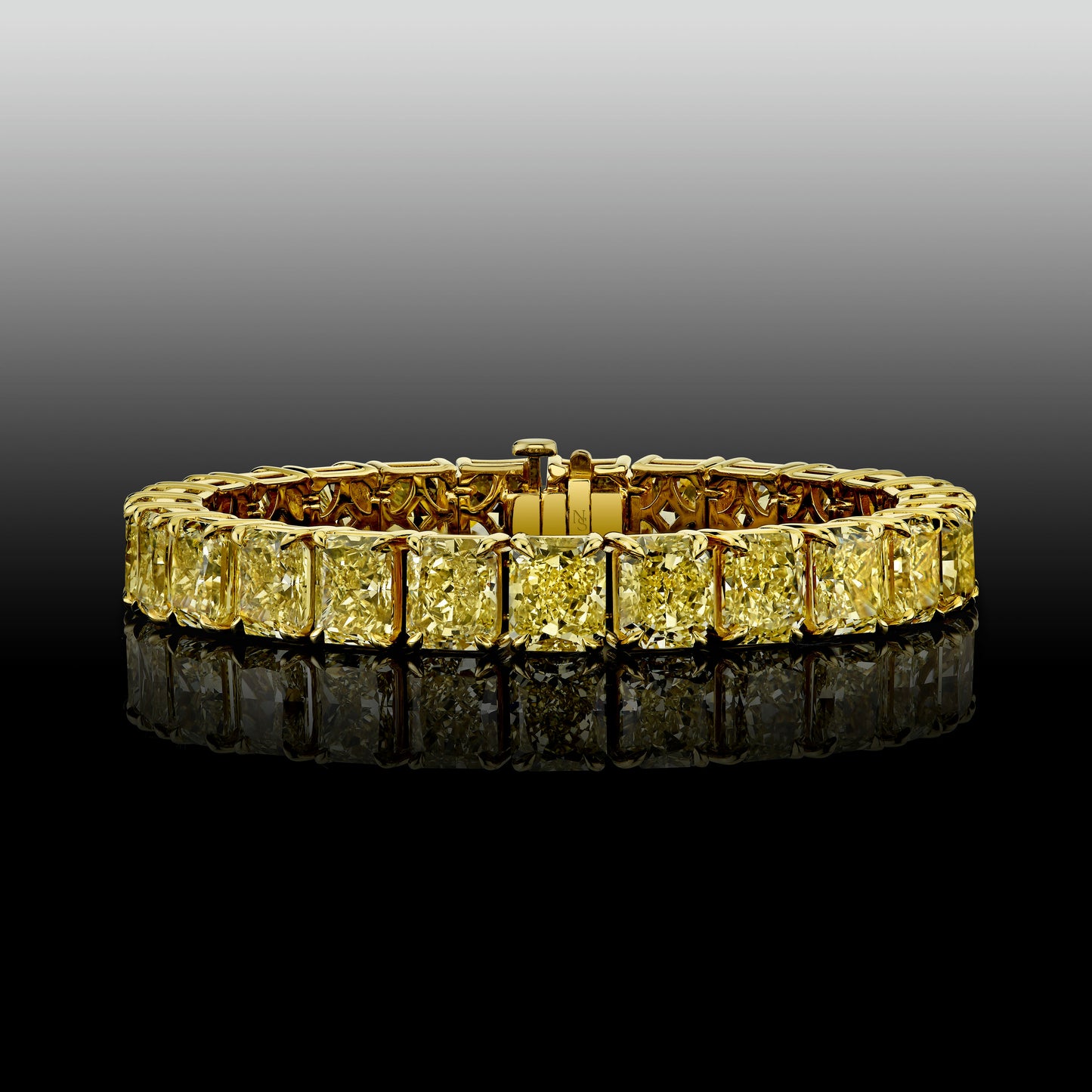 52 Carat Fancy Yellow Radiant Cut Diamond Bracelet