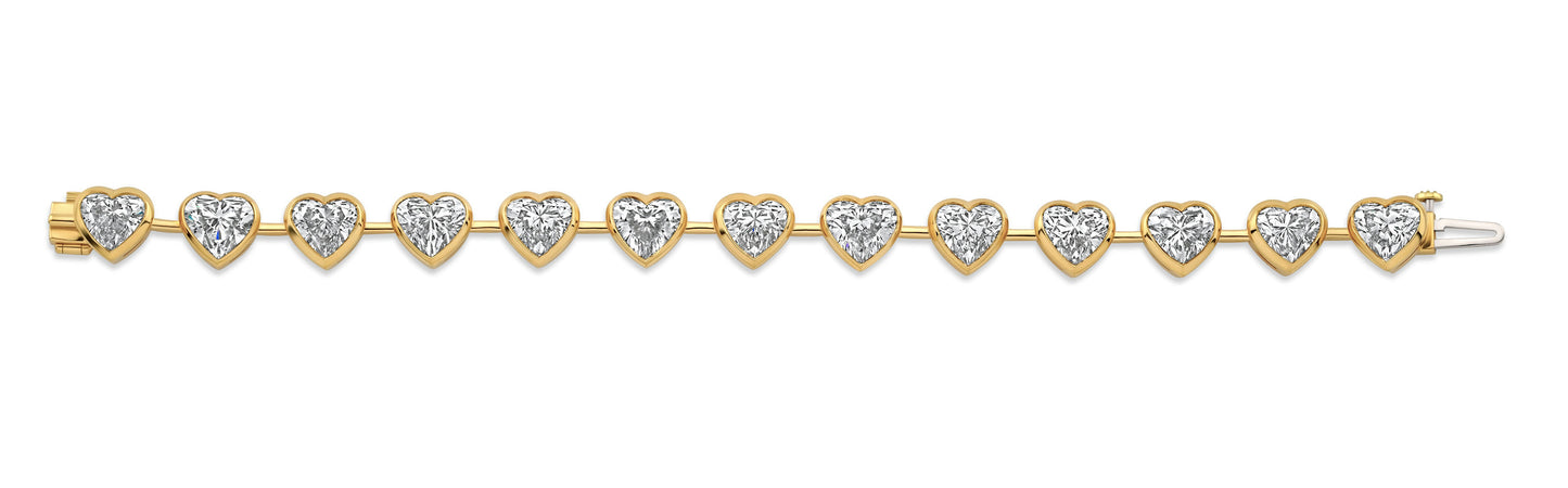 Heart Shape Diamond Bezel-set Bracelet