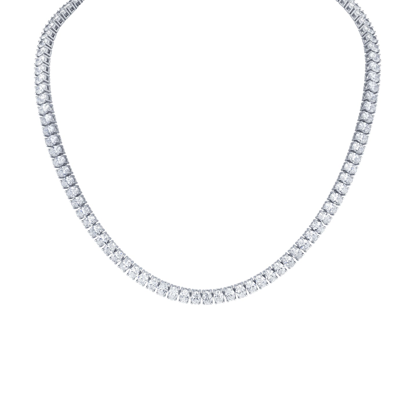 Straight Line Oval-cut Diamond Necklace