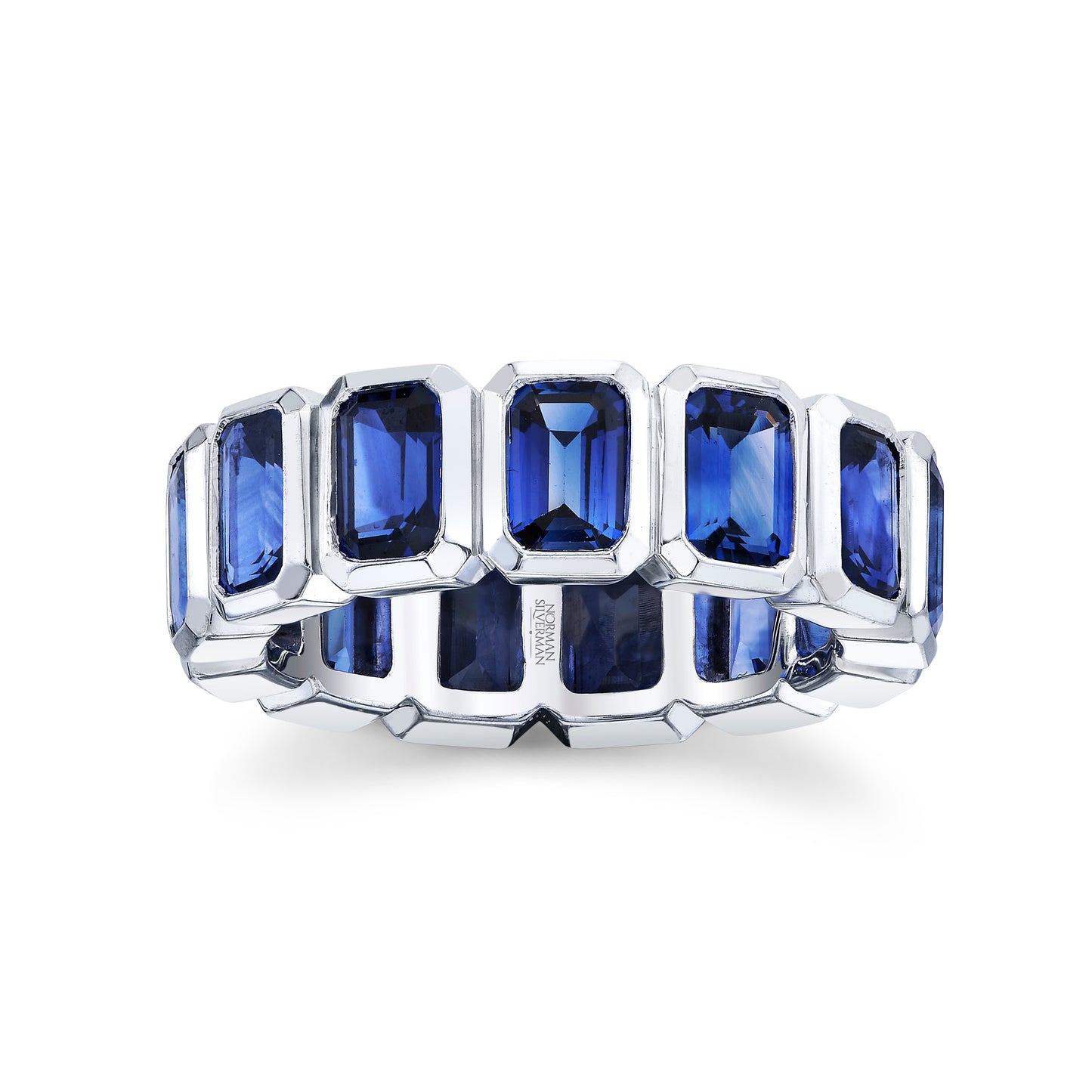 Blue Sapphire 18k White Gold Eternity Band