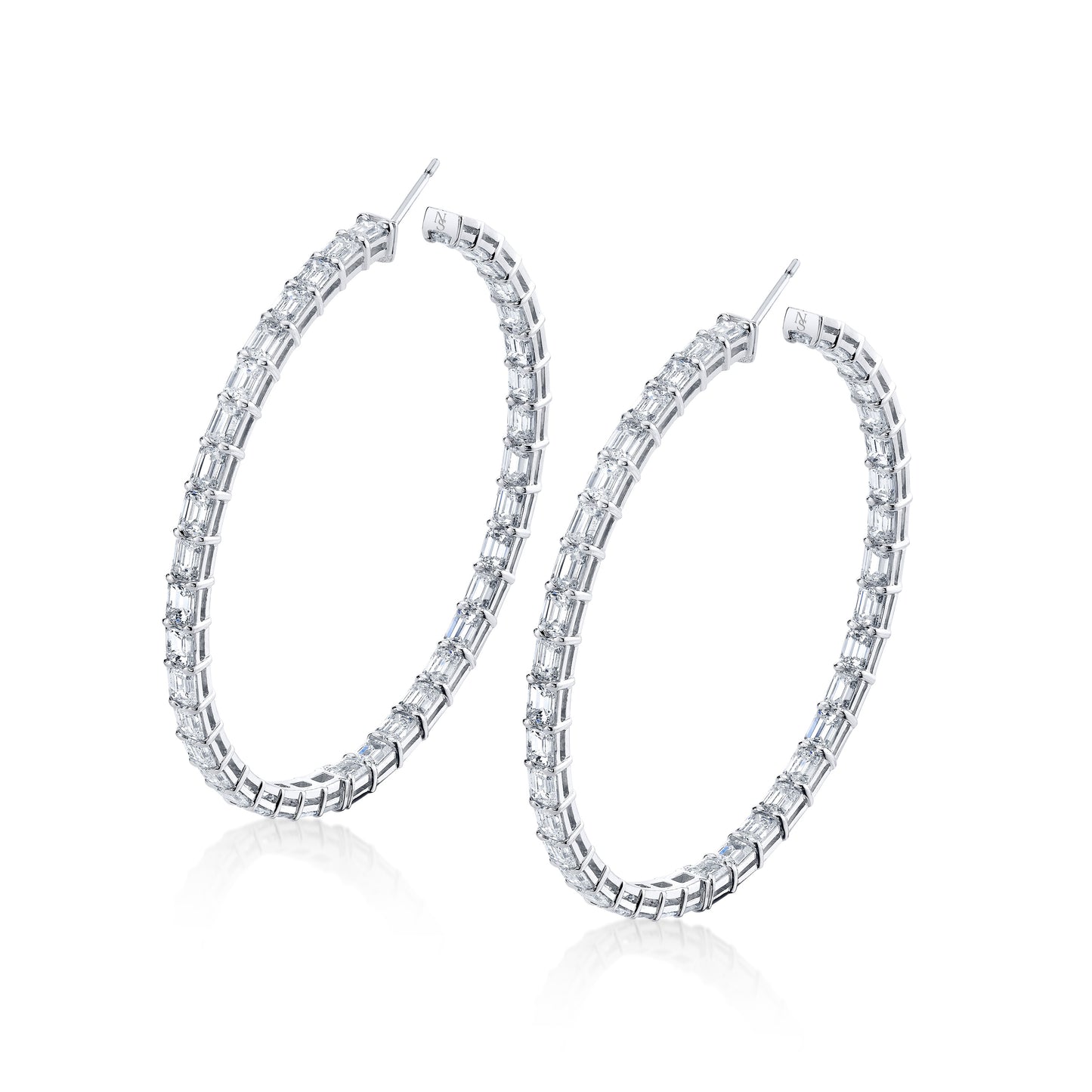 Emerald Cut Diamond Hoop Earrings