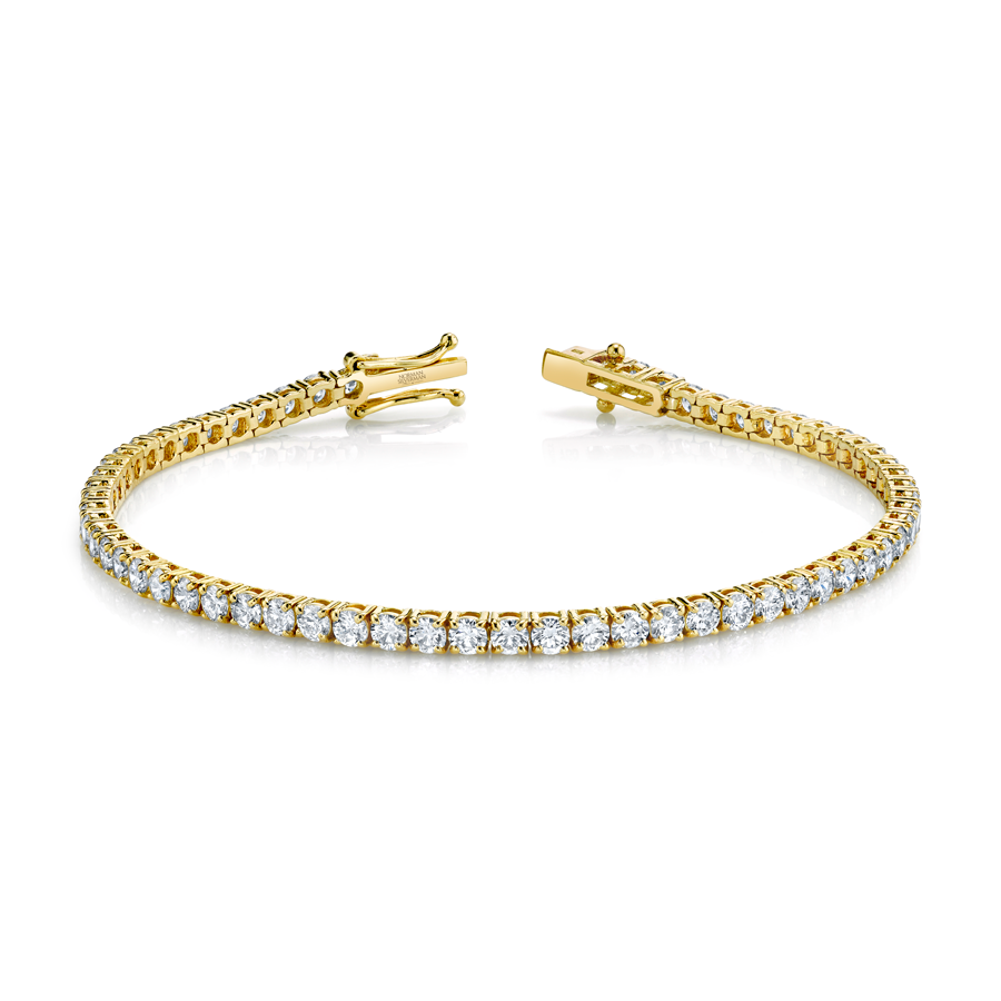 Round cut diamond tennis bracelet in 18ct yellow gold - PDB022Y | Purely  Diamonds