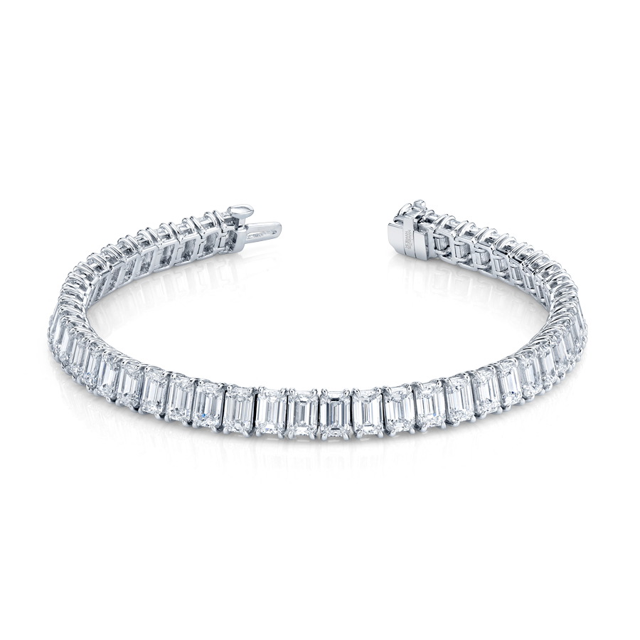 19.50 Carat Emerald Cut Diamond 4-Prong Straight Line Bracelet