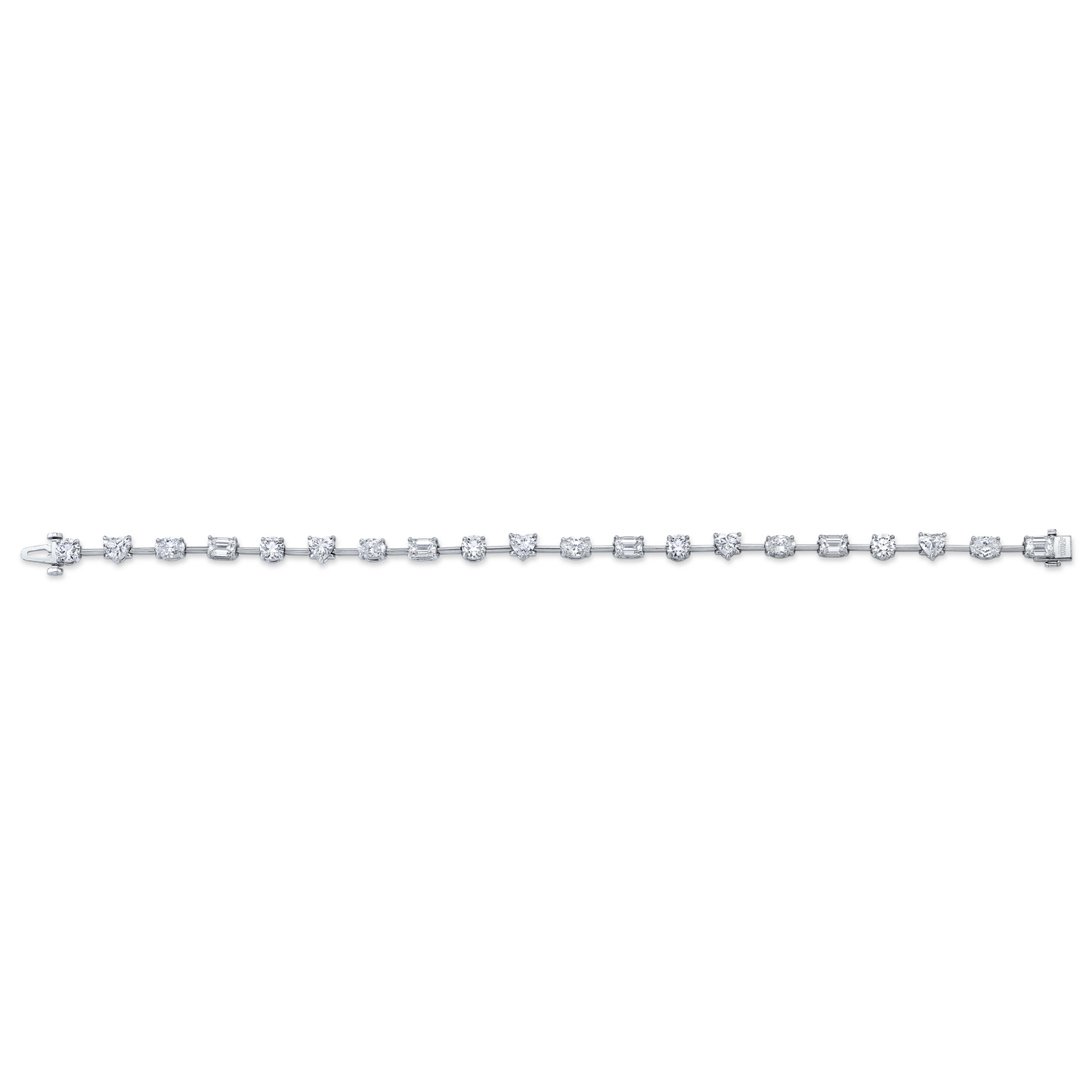 7.01 Carat 18k White Gold Fancy Shape Wire-Set Bracelet