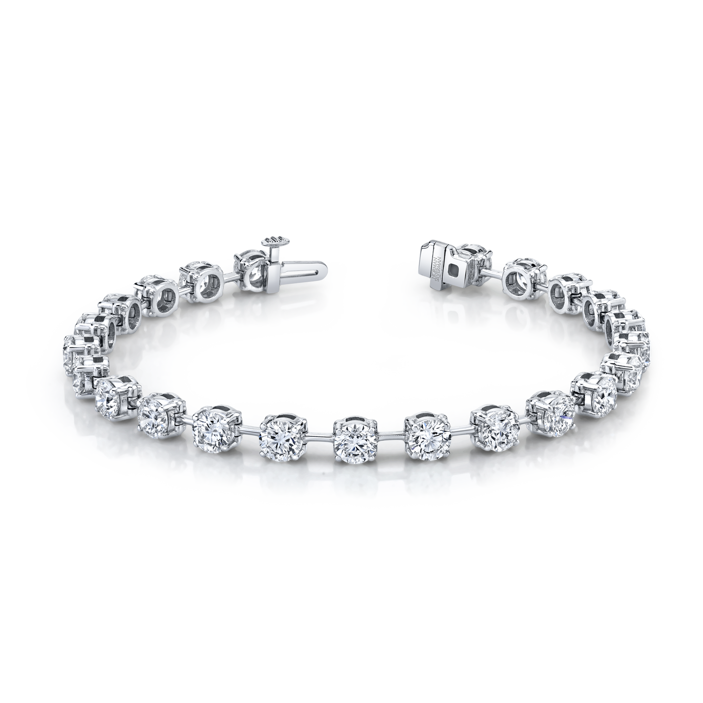 9.39 Carat 18k White Gold Straight Line Wire Set Bracelet