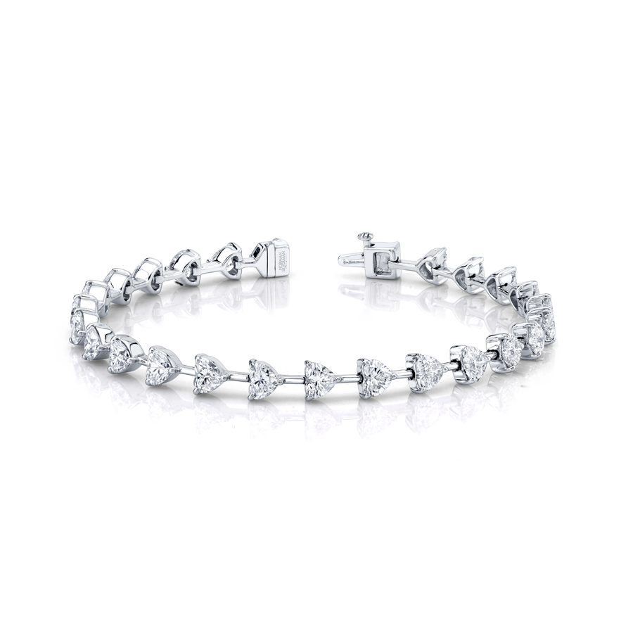 Straight Line Wire Set Heart Diamond Bracelet