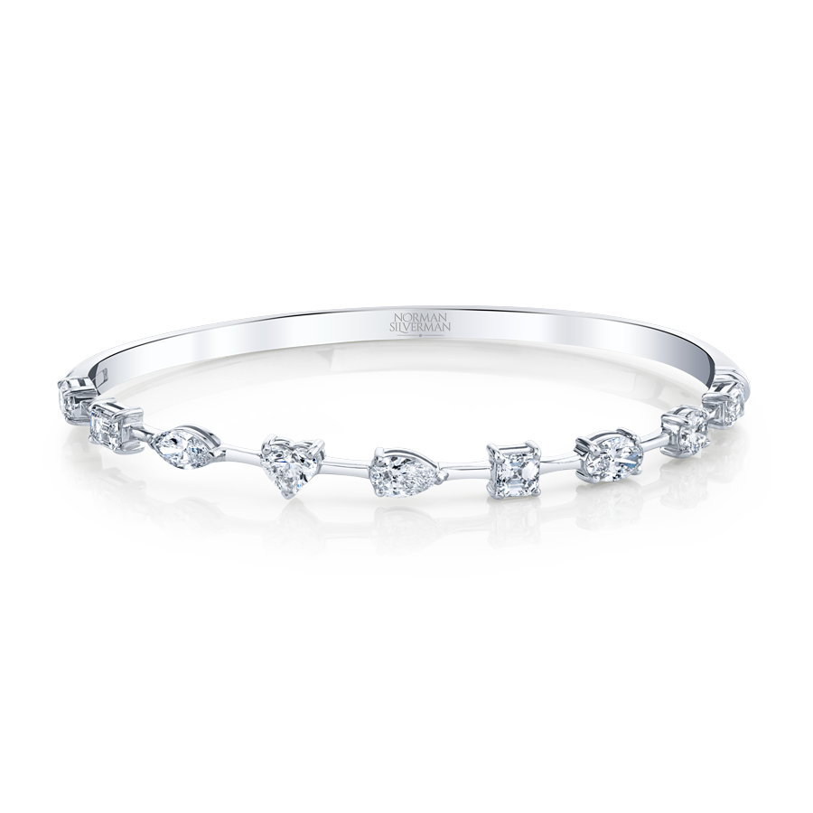 Hinged Bangle Bracelet with Fancy Shape Diamonds