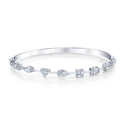 Hinged Bangle Bracelet with Fancy Shape Diamonds