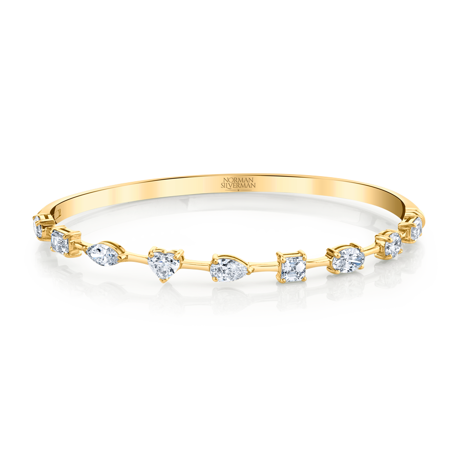 Hinged Bangle Bracelet with Fancy Shape Diamonds