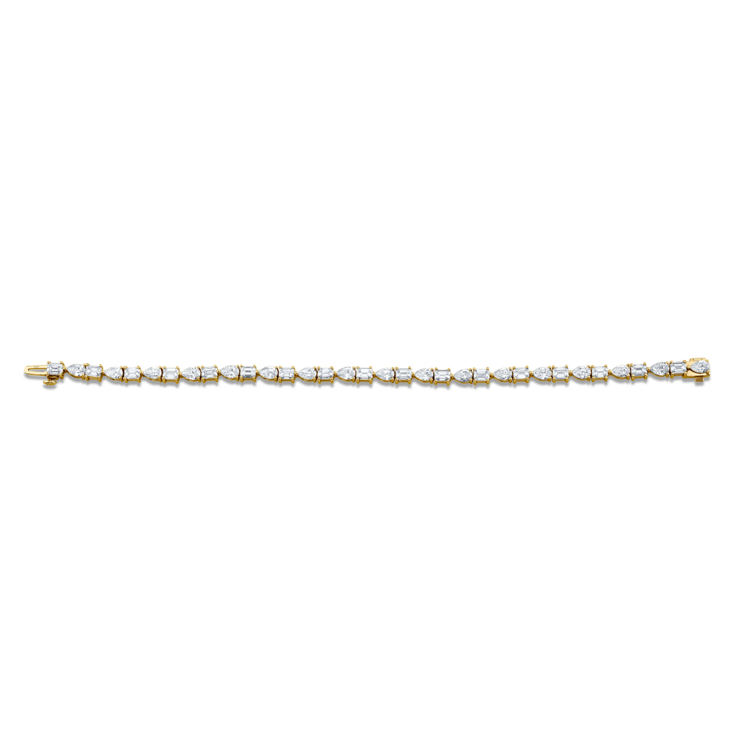 8.58 Carat 18k White Gold Pear and Emerald Cut Bracelet
