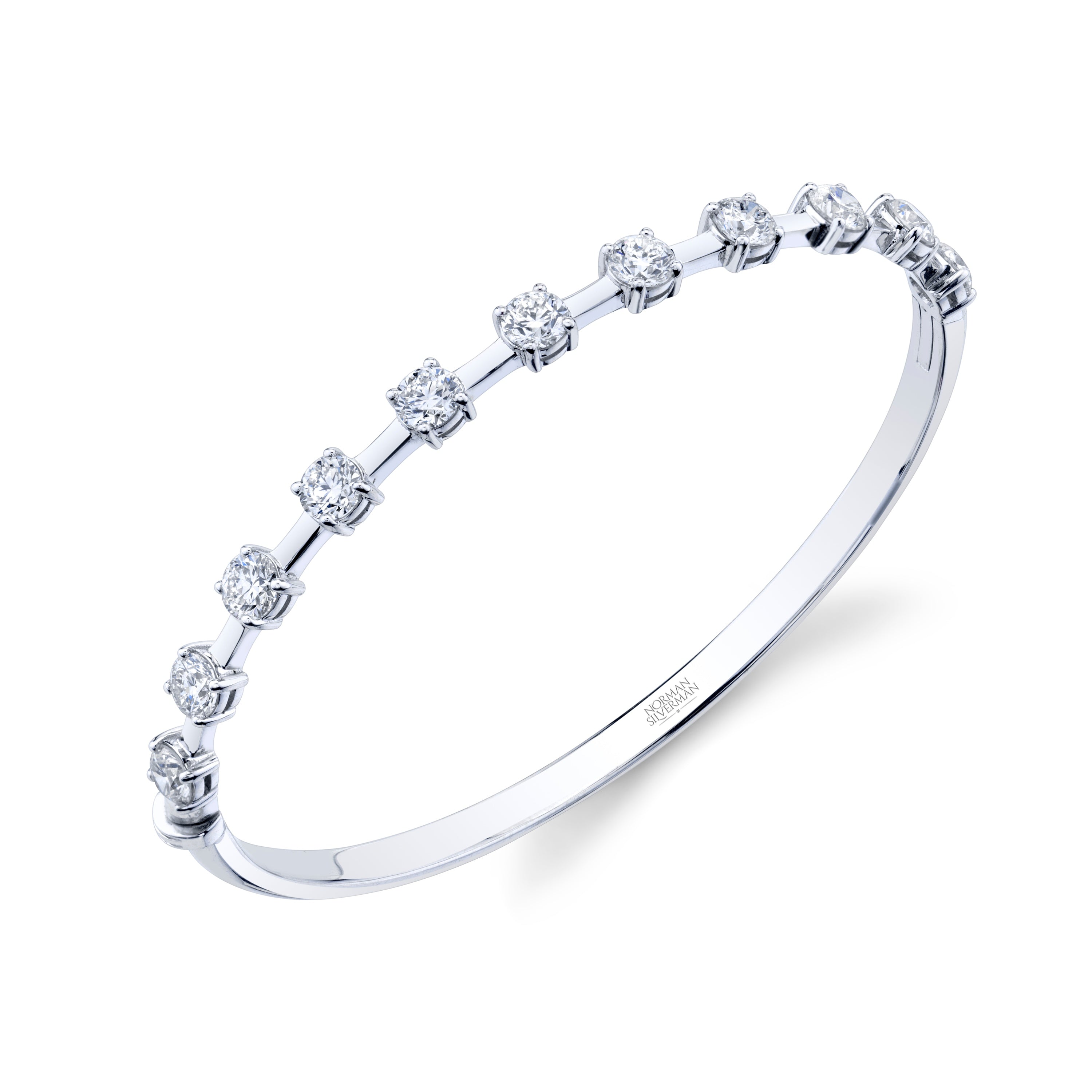 Hinged Bangle with Round Brilliant Diamonds – Norman Silverman