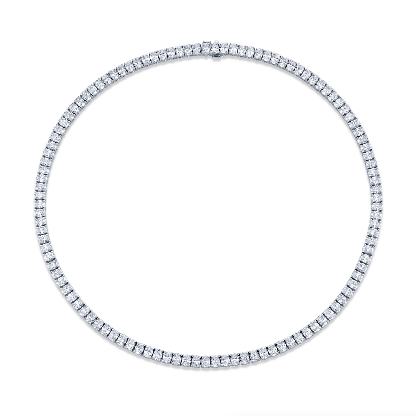 Straight Line Oval Shape Diamond Tennis Necklace