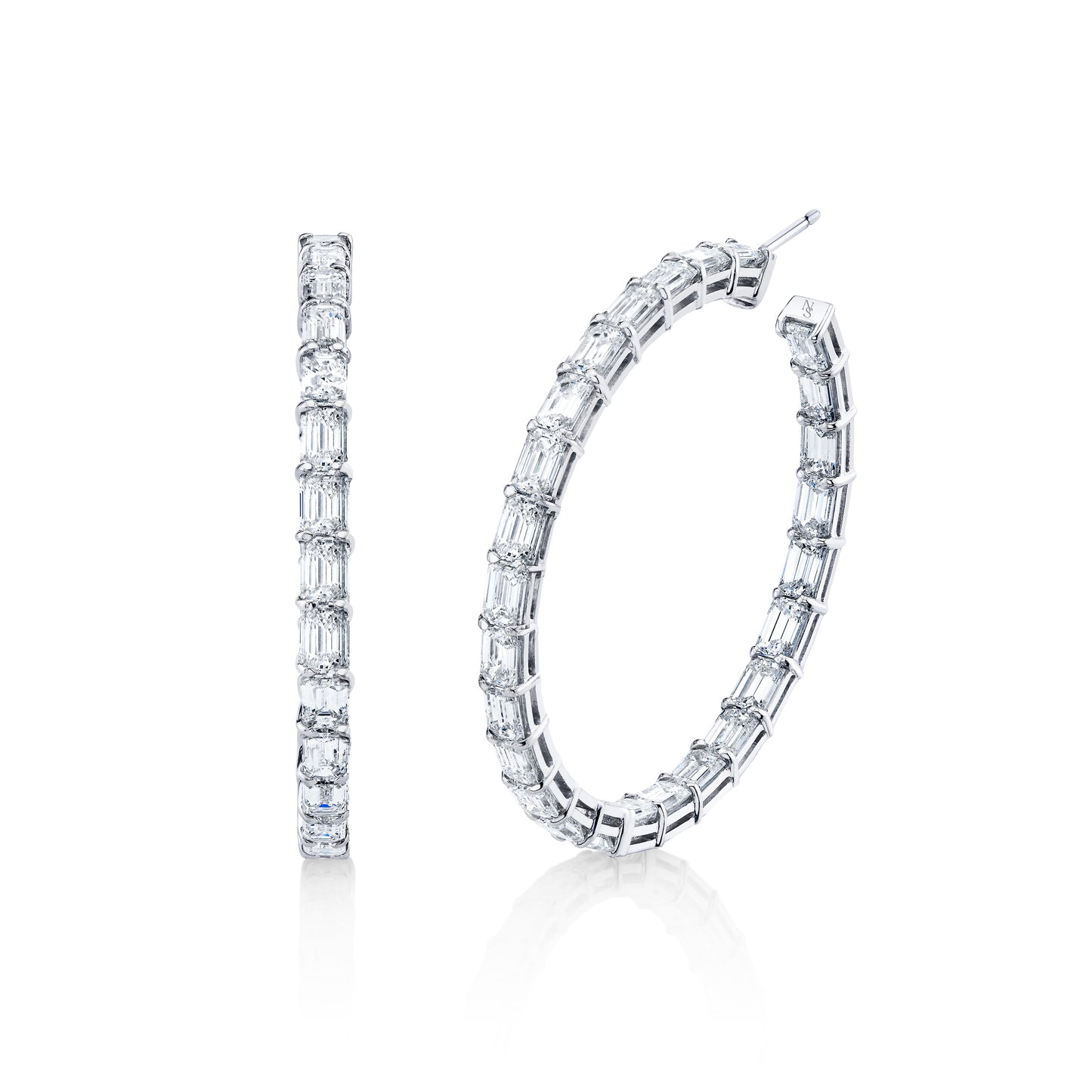 Inside Out Emerald Cut Diamonds Hoop Earrings