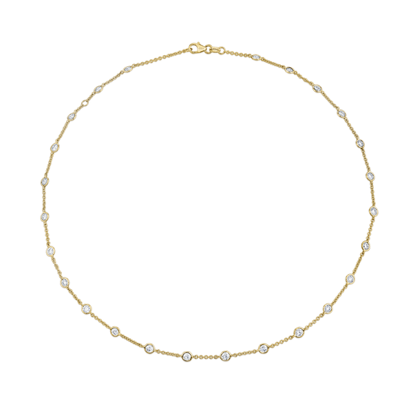 Classic round diamonds by the inch necklace in yellow gold