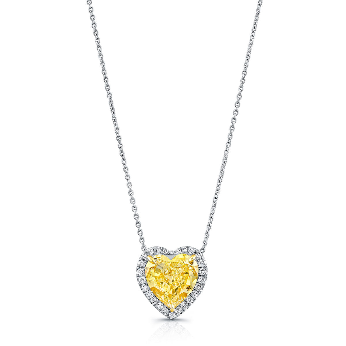 4 Carat Platinum Fancy Yellow Heart Shape Diamond Pendant