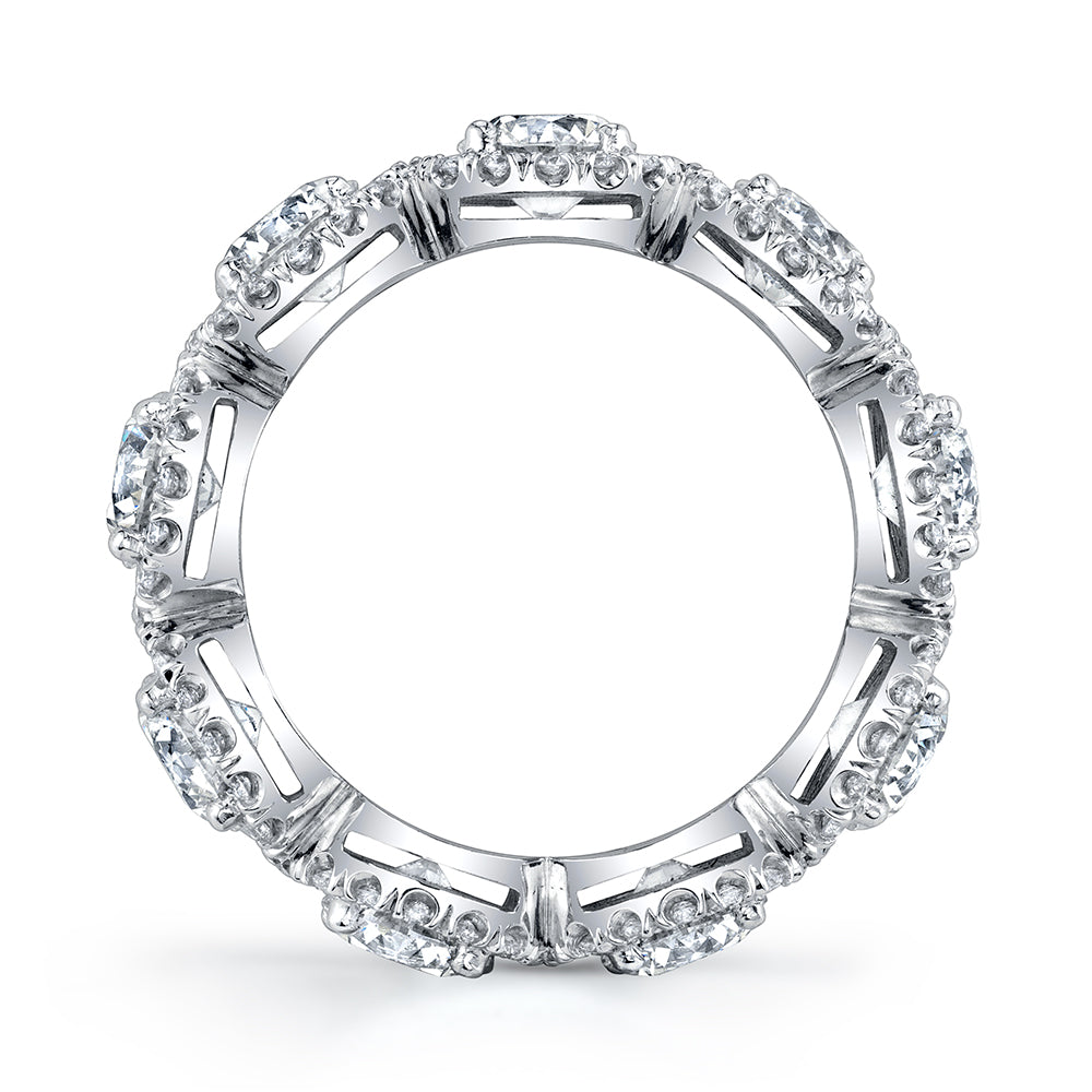 Cushion Cut Eternity Band with Pavé Halo