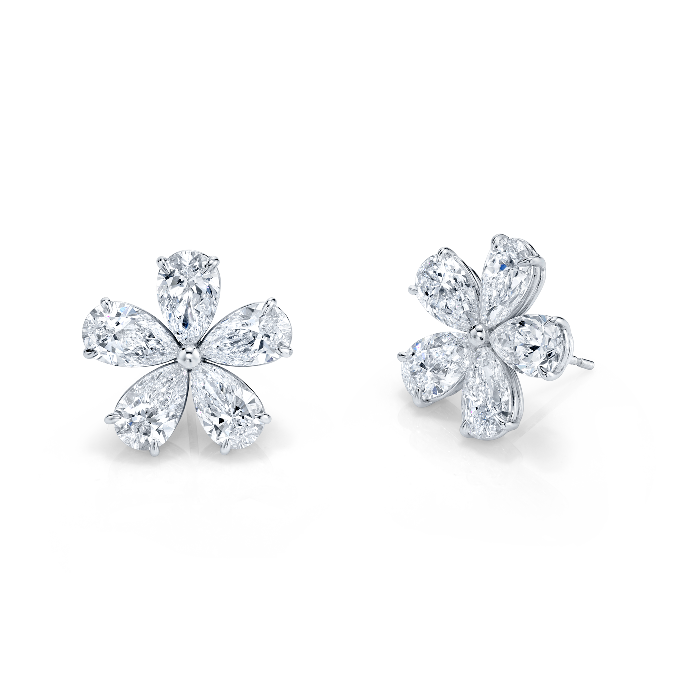 Diamond Floret Earrings in 18k White Gold