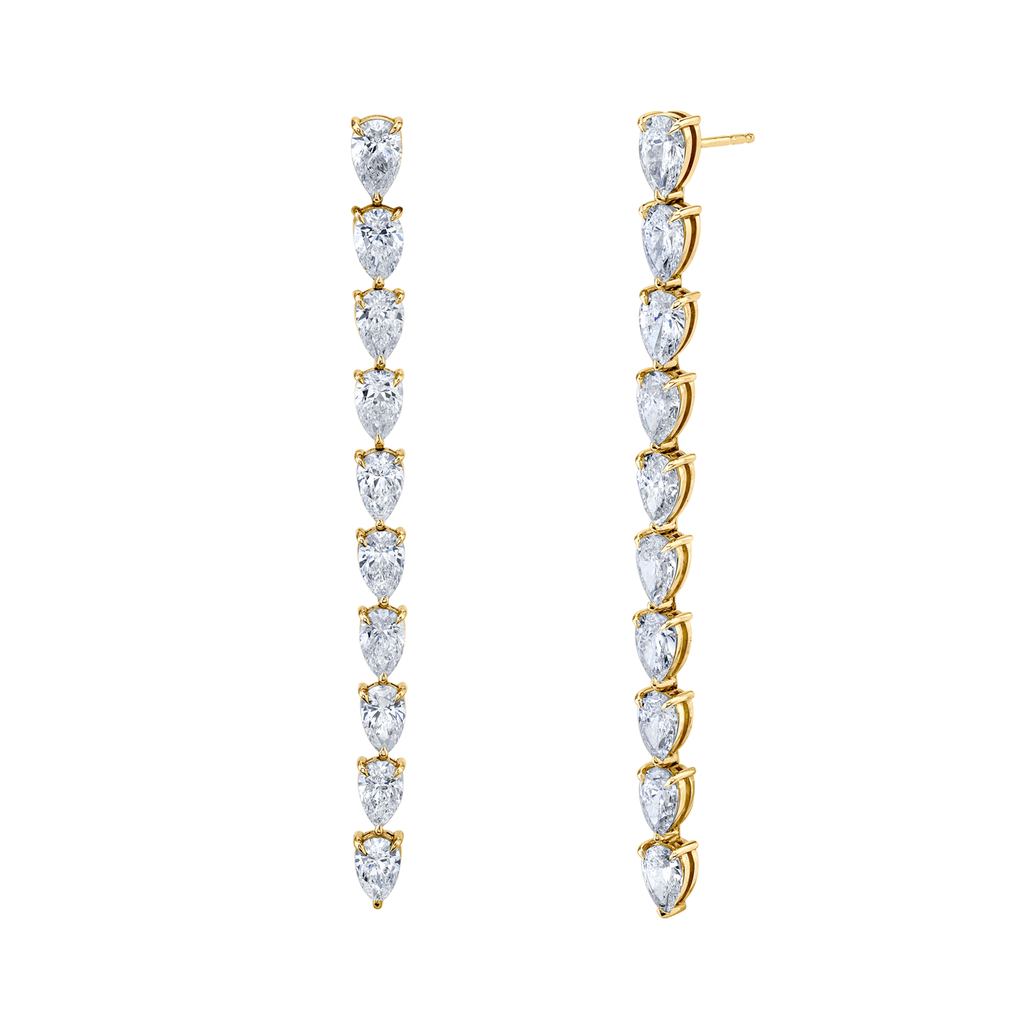 Pear Shape Diamond Vine Dangle Earrings