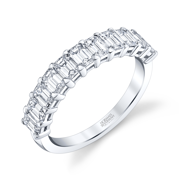 Emerald Cut Diamond Halfway Eternity Band