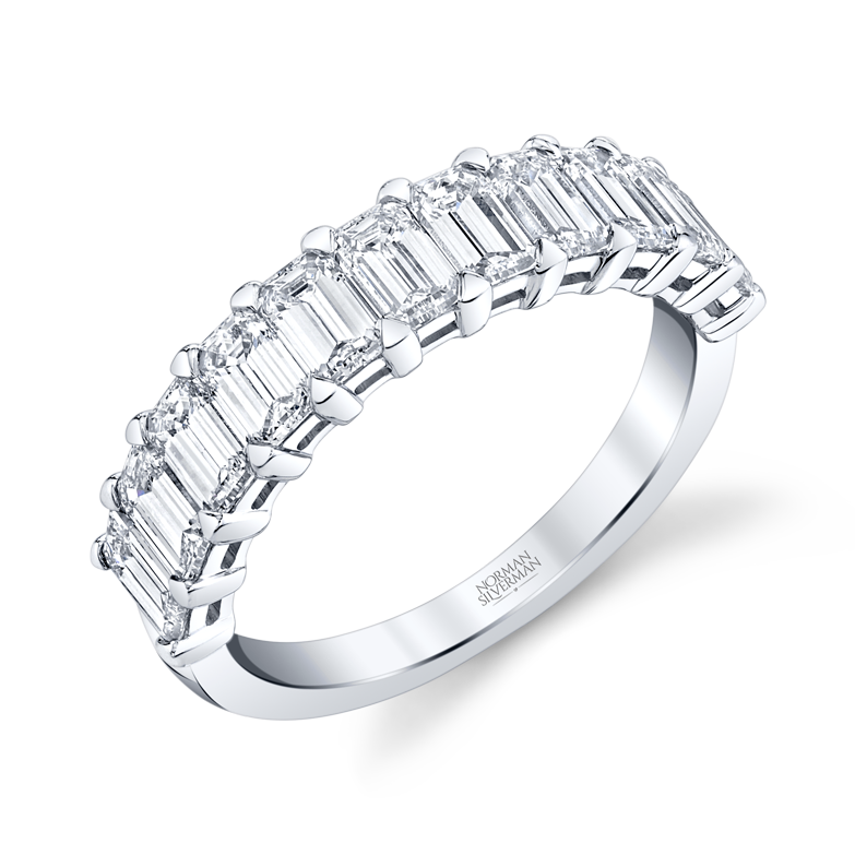 Emerald Cut Diamond Halfway Eternity Band