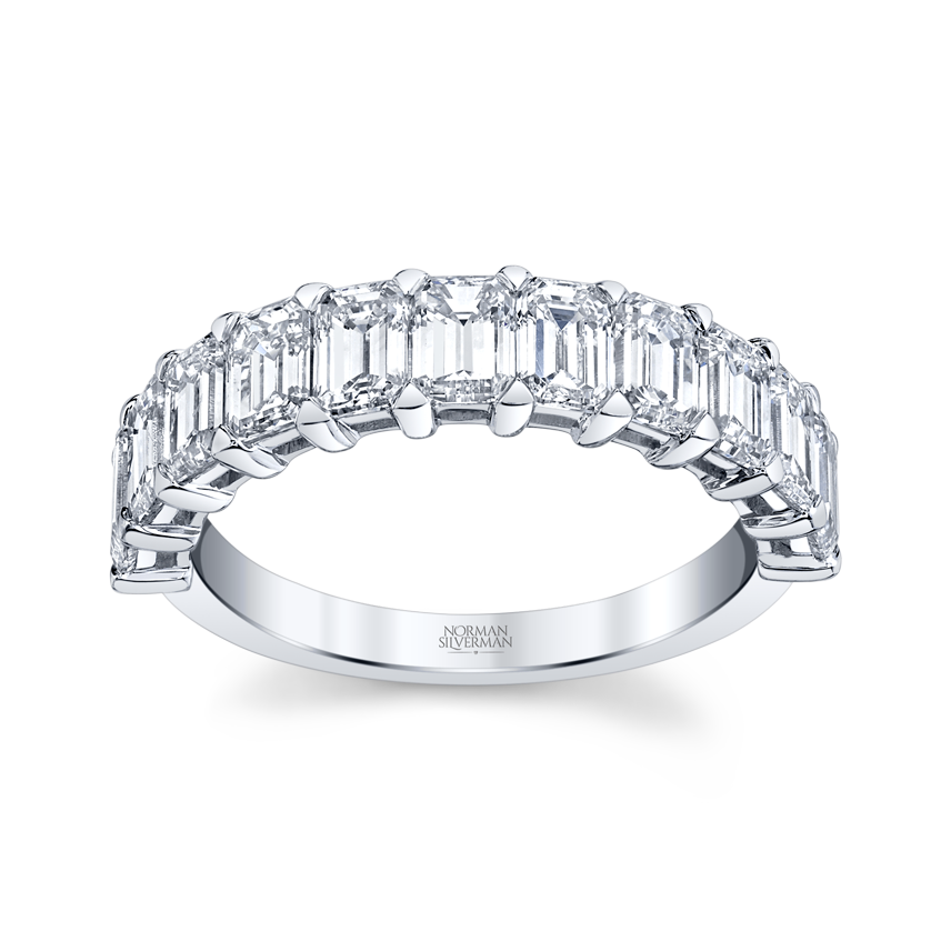 Emerald Cut Diamond Halfway Eternity Band