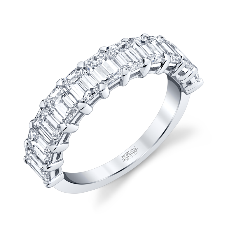 Emerald Cut Diamond Halfway Eternity Band