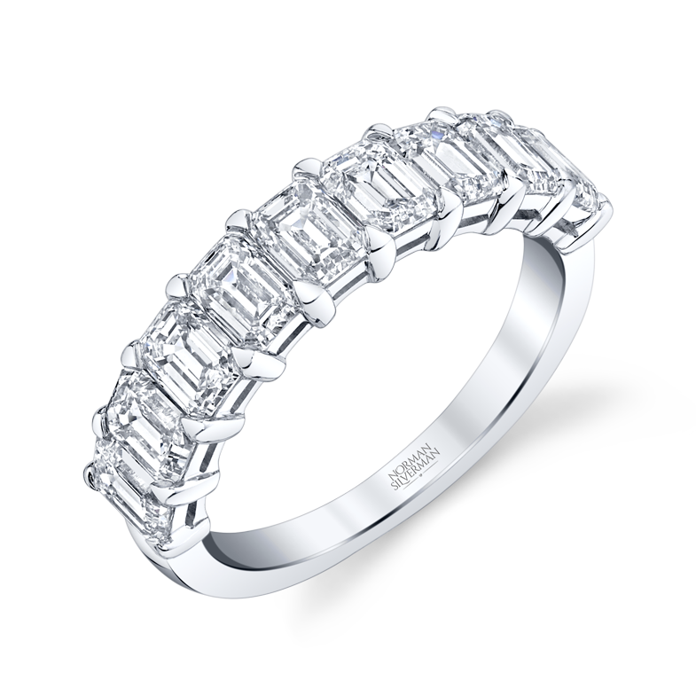 Emerald Cut Diamond Halfway Eternity Band