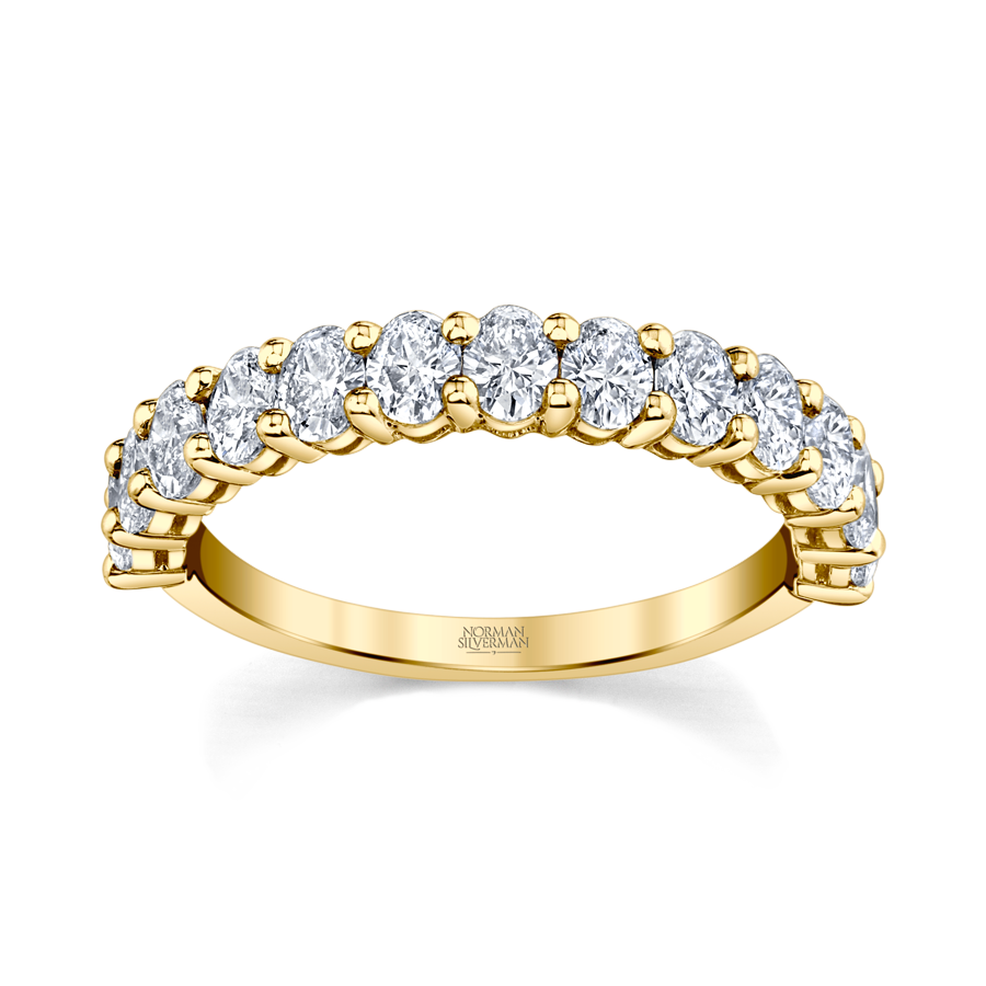 Oval Halfway Eternity Band in Yellow Gold
