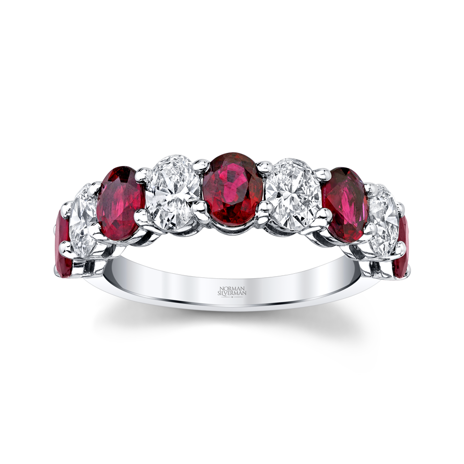 3.18 Carat White Gold Ruby and Oval Ring